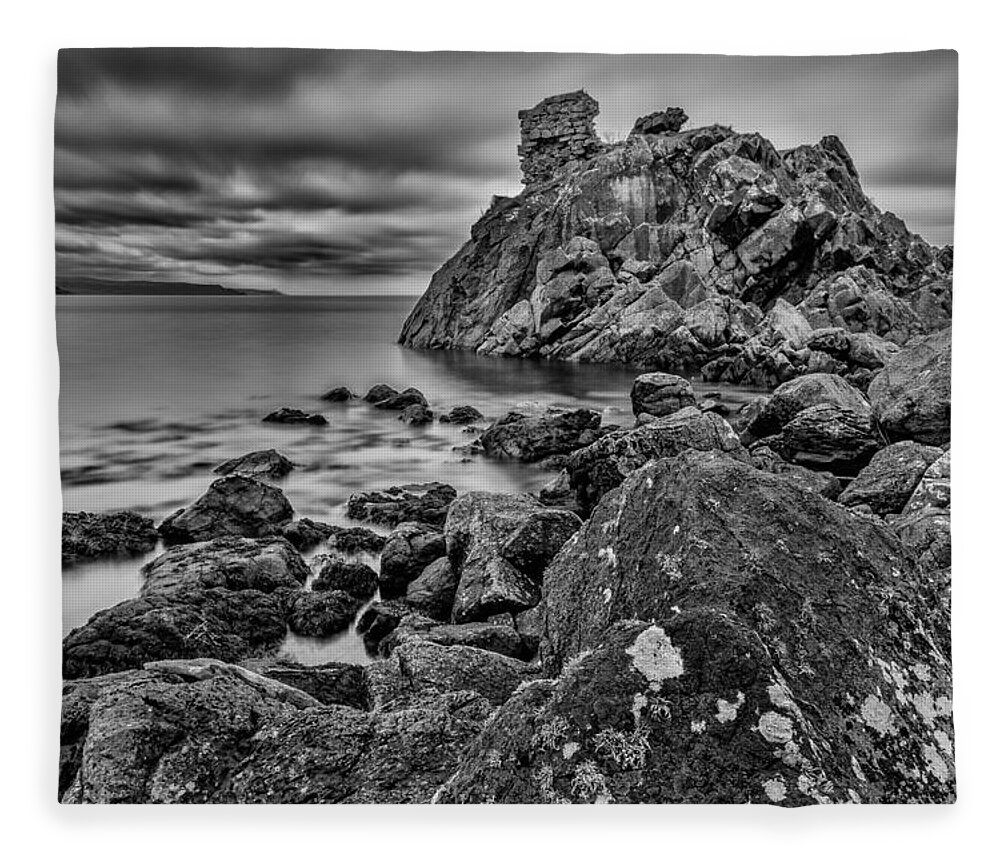 Cairncastle Fleece Blanket featuring the photograph Cairncastle Rocks by Nigel R Bell