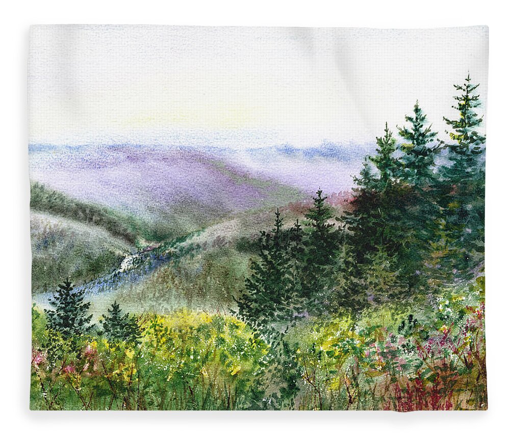 Gorgeous Landscape Fleece Blanket featuring the painting Redwood Creek National Park by Irina Sztukowski