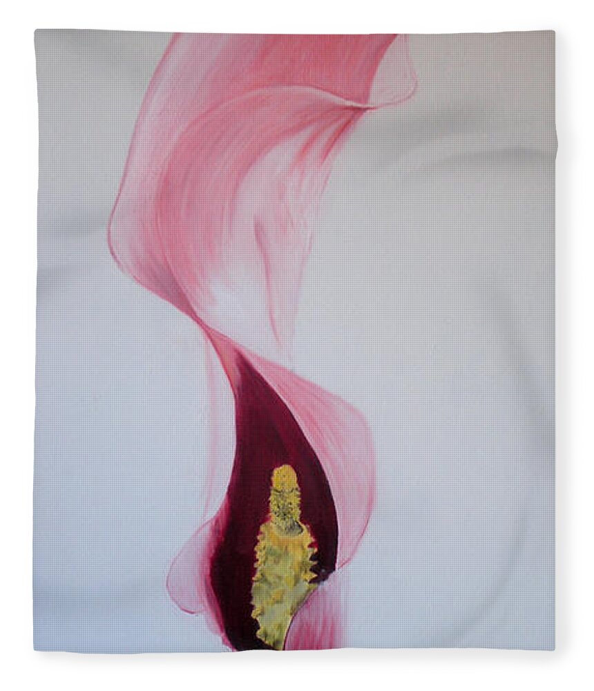Calla Fleece Blanket featuring the painting Calla Lilli by Claudia Goodell