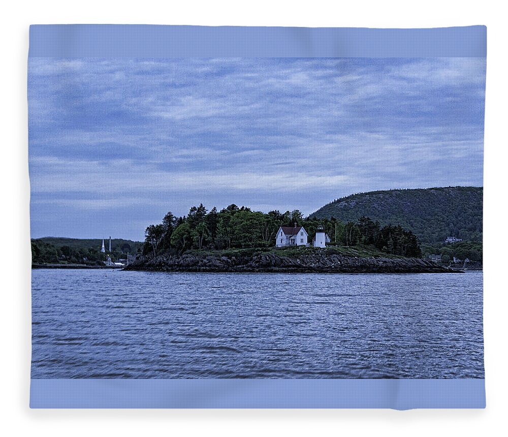 Curtis Island Light House Fleece Blanket featuring the photograph Camden Twilight n Curtis Island Light House by Daniel Hebard