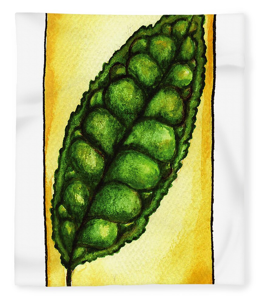 Camellia Sinensis Fleece Blanket featuring the painting Camellia Sinensis Leaf by Michelle Bien