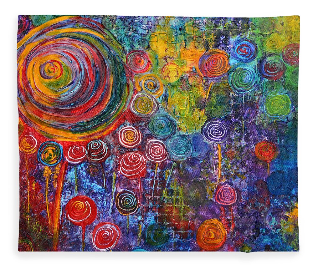Candy Fleece Blanket featuring the painting CandyLand by Claire Bull