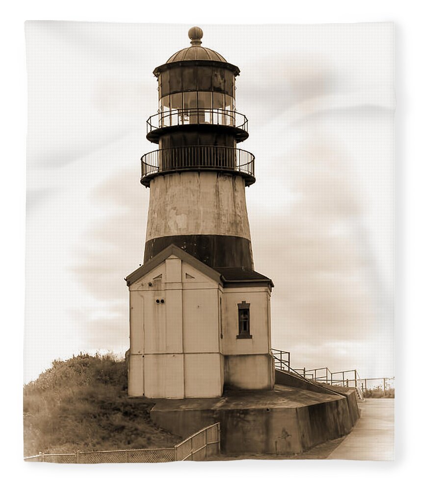Cape Disappointment Fleece Blanket featuring the photograph Cape Disappointment Lighthouse by Cathy Anderson