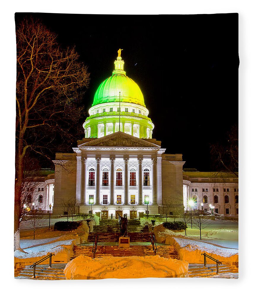 Capitol Fleece Blanket featuring the photograph Capitol Madison Packers Colors by Steven Ralser