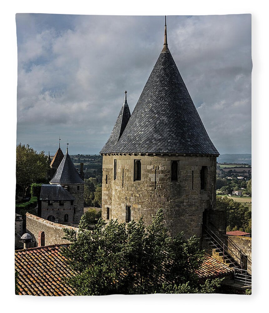 Built Structure Fleece Blanket featuring the photograph Carcassonne Medieval City Wall And by Izzet Keribar