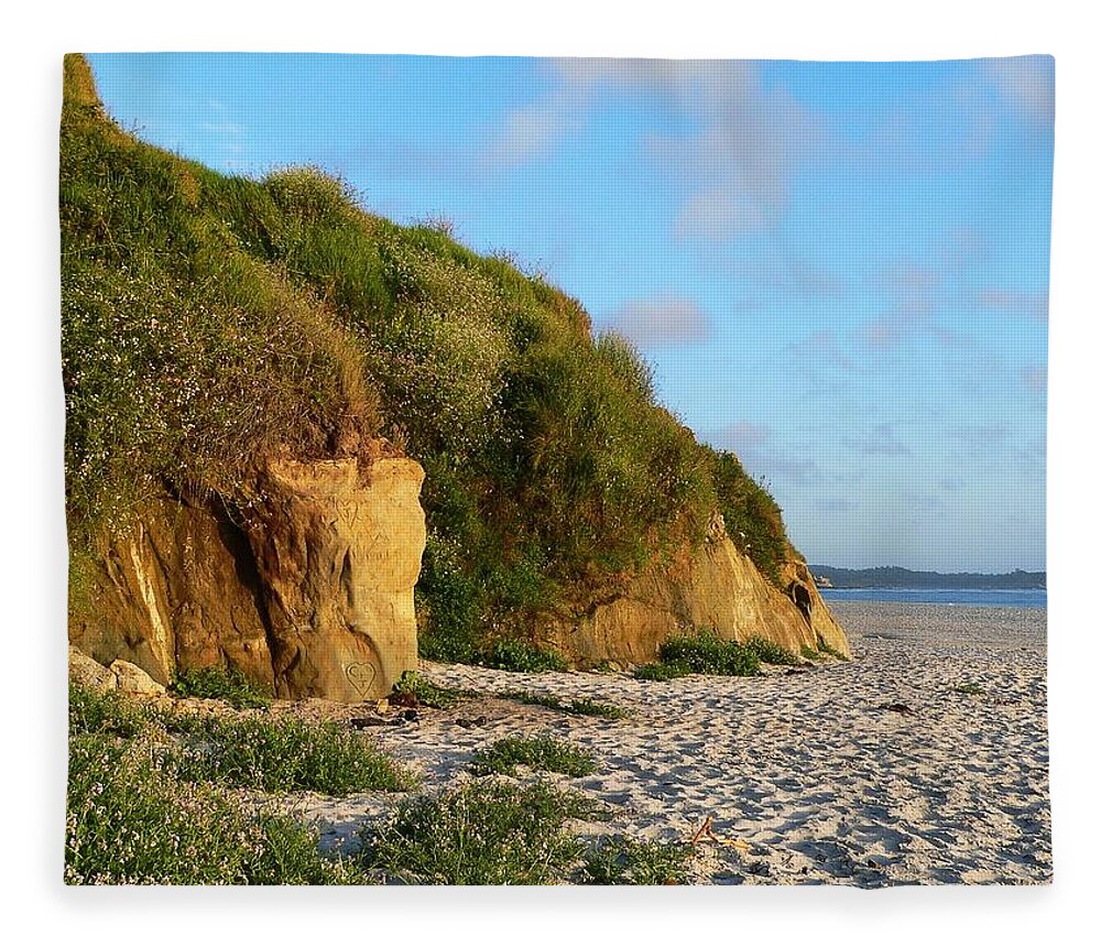 Beach Fleece Blanket featuring the photograph Carmel Love Rock by Steve Ondrus