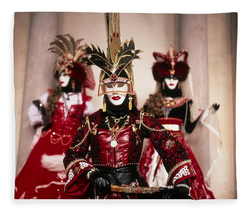 Venezia Fleece Blanket featuring the photograph Carnevale by Riccardo Mottola