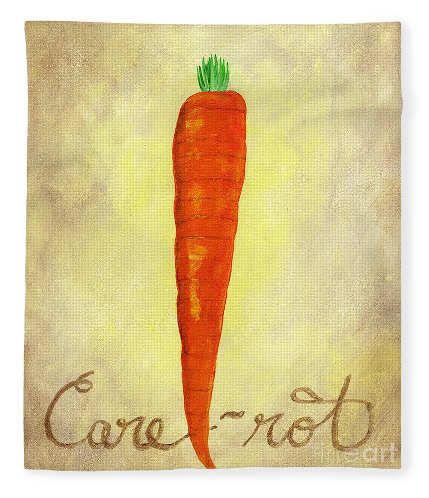 Carrot Fleece Blanket featuring the painting Carrot by Michelle Bien