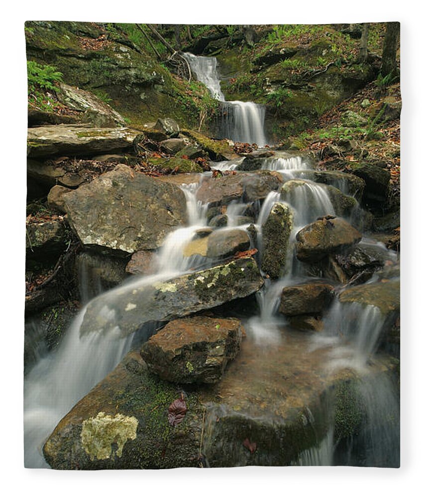 Tim Fitzharris Fleece Blanket featuring the photograph Cascading Creek Mulberry River Arkansas by Tim Fitzharris