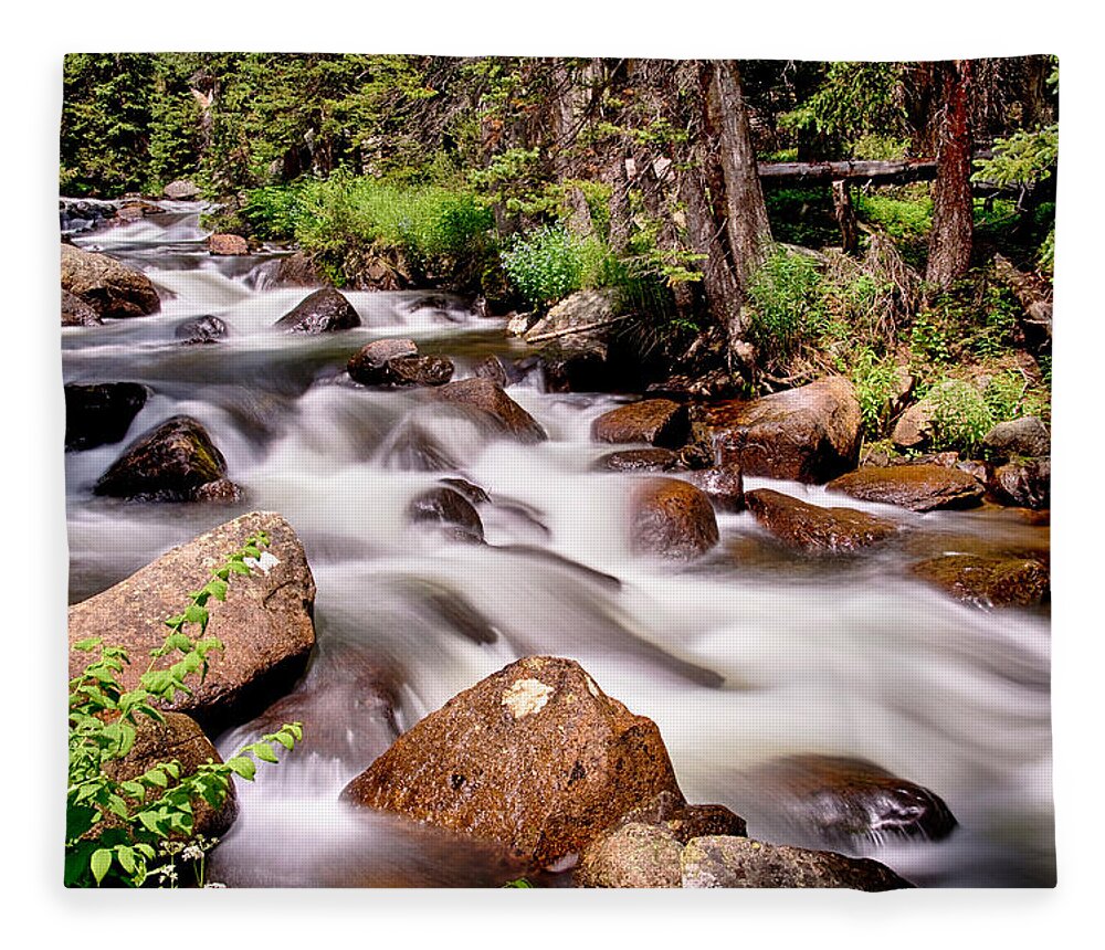 Mountain Stream Fleece Blanket featuring the photograph Cascading Rocky Mountain Forest Creek by James BO Insogna