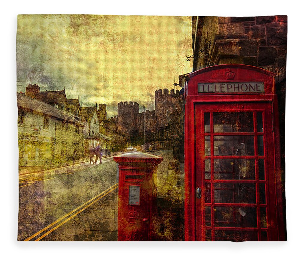 Conwy Fleece Blanket featuring the photograph Castle Street Conwy by Mal Bray