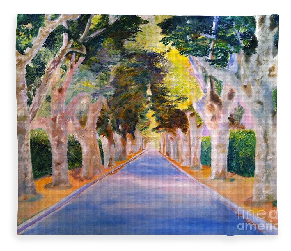 Trees Fleece Blanket featuring the painting Cathedral by Kate Conaboy