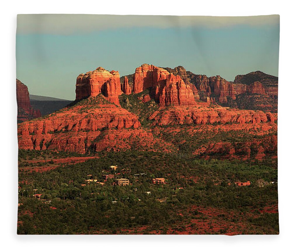 Scenics Fleece Blanket featuring the photograph Cathedral Rocks In Sedona, Az by A. V. Ley