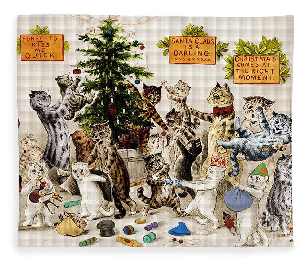 History Fleece Blanket featuring the photograph Cats Decorating Christmas Tree 1906 by Photo Researchers