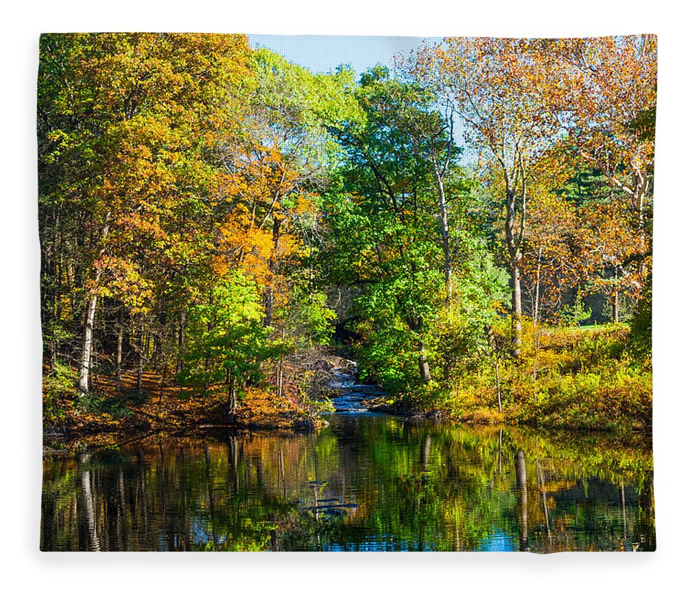 Fall Colors In The Catskill Mountains Landscape With Small Waterfall Fleece Blanket featuring the photograph Catskill Mountains by Kenneth Cole