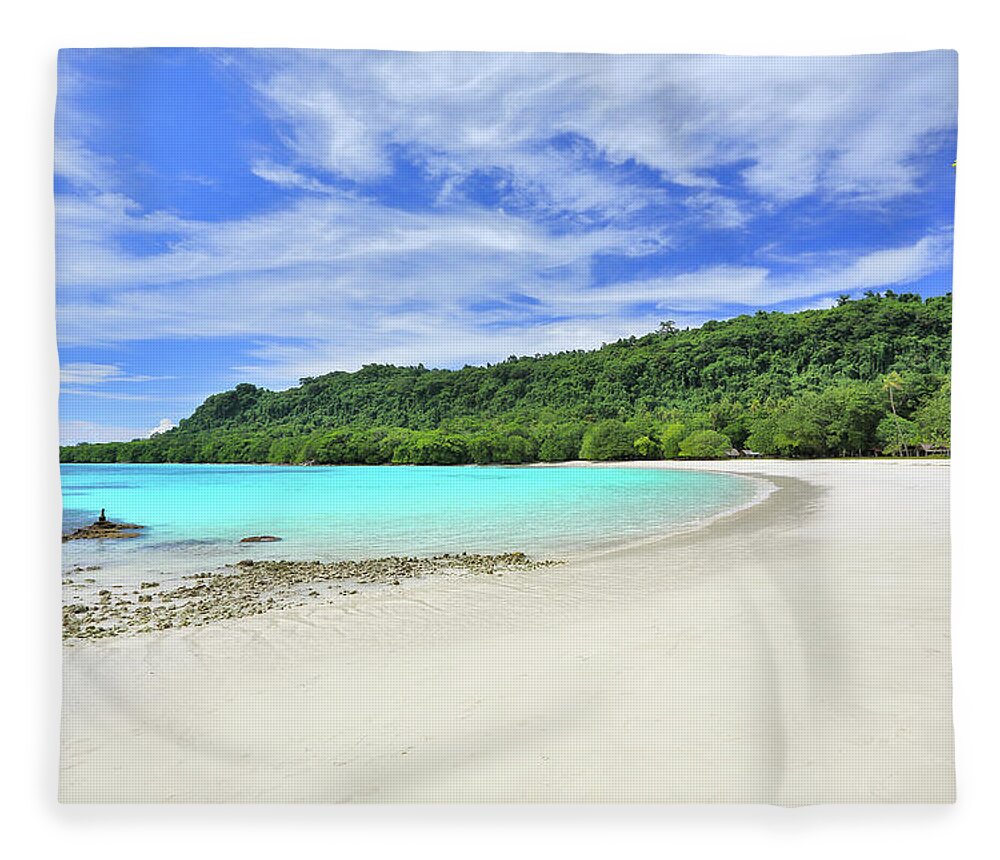 Tranquility Fleece Blanket featuring the photograph Champagne Beach, Espiritu Santo Island by Peter Unger