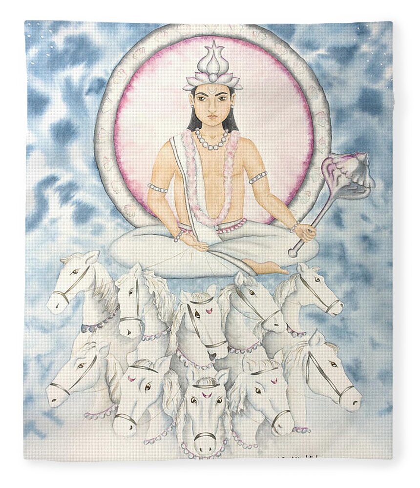 Vedic Astrology Fleece Blanket featuring the painting Chandra The Moon by Srishti Wilhelm