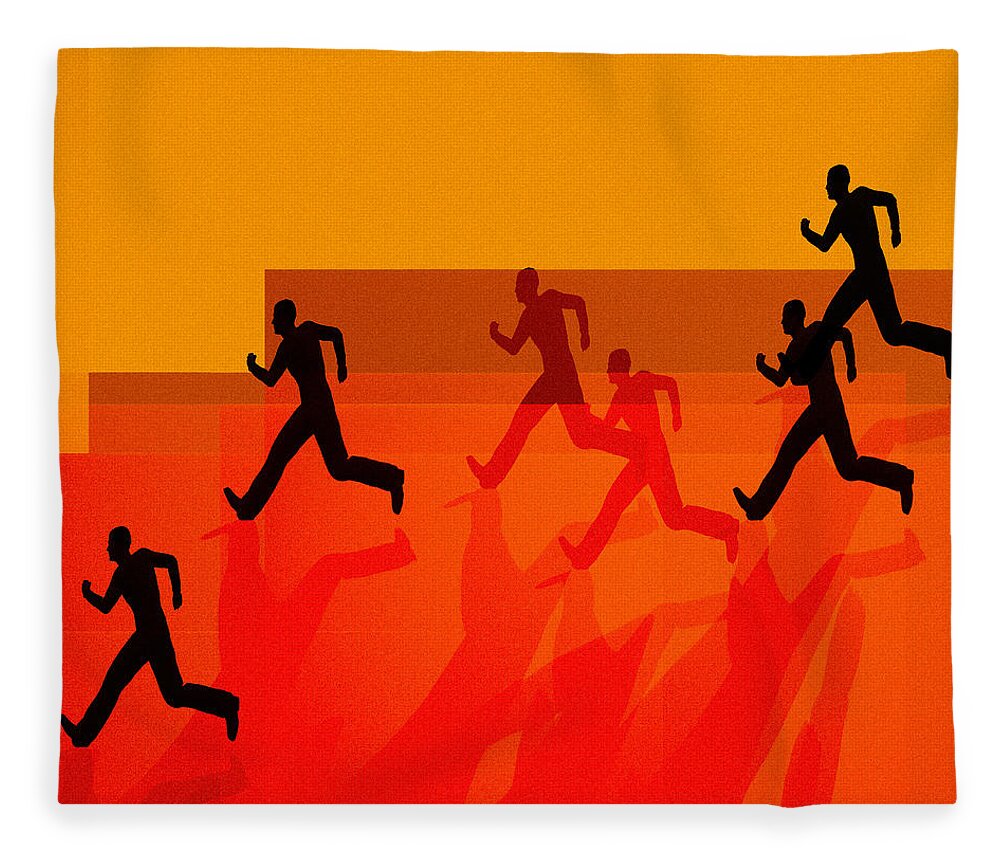 Abstract Fleece Blanket featuring the painting Chasing Shadows by Bob Orsillo