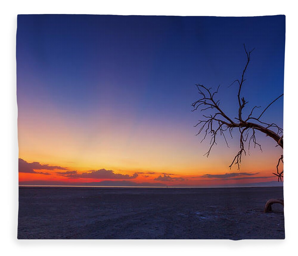 Salton Sea Fleece Blanket featuring the photograph Chasing the sun by Tassanee Angiolillo