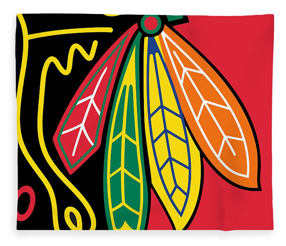 Chicago Fleece Blanket featuring the painting Chicago Blackhawks by Tony Rubino