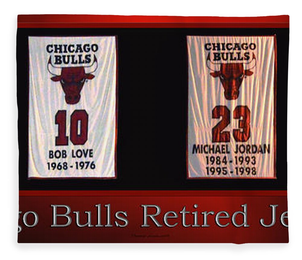 Chicago Bulls Retired Jerseys Banners Fleece Blanket by Thomas Woolworth -  Fine Art America