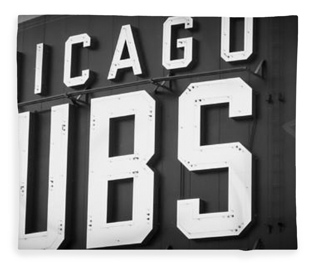America Fleece Blanket featuring the photograph Chicago Cubs Sign Panoramic Picture by Paul Velgos