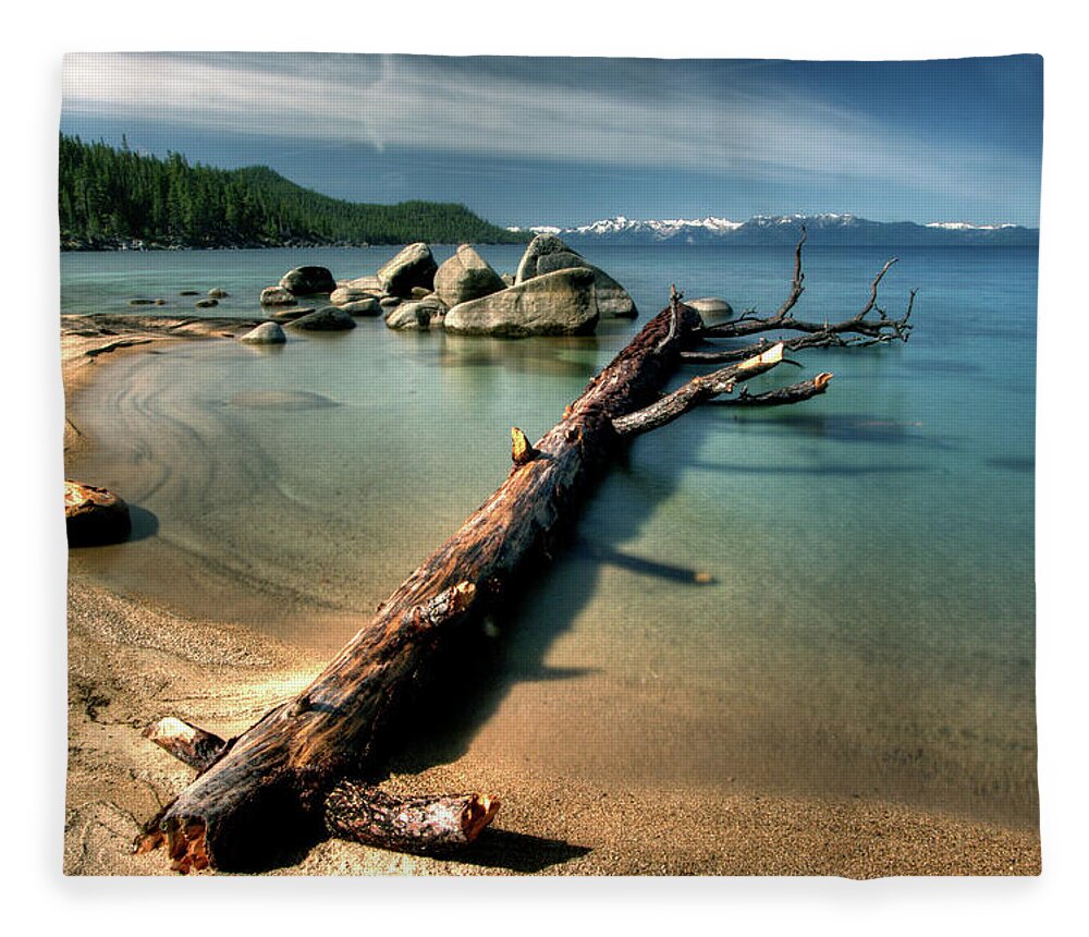 Tranquility Fleece Blanket featuring the photograph Chimney Beach, Lake Tahoe by Photo ©tan Yilmaz