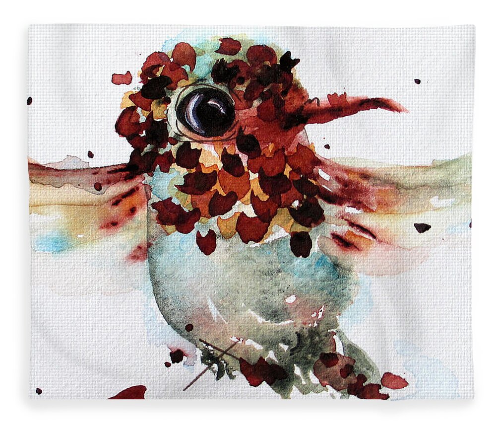 Flying Hummingbird Fleece Blanket featuring the painting Chloe by Dawn Derman