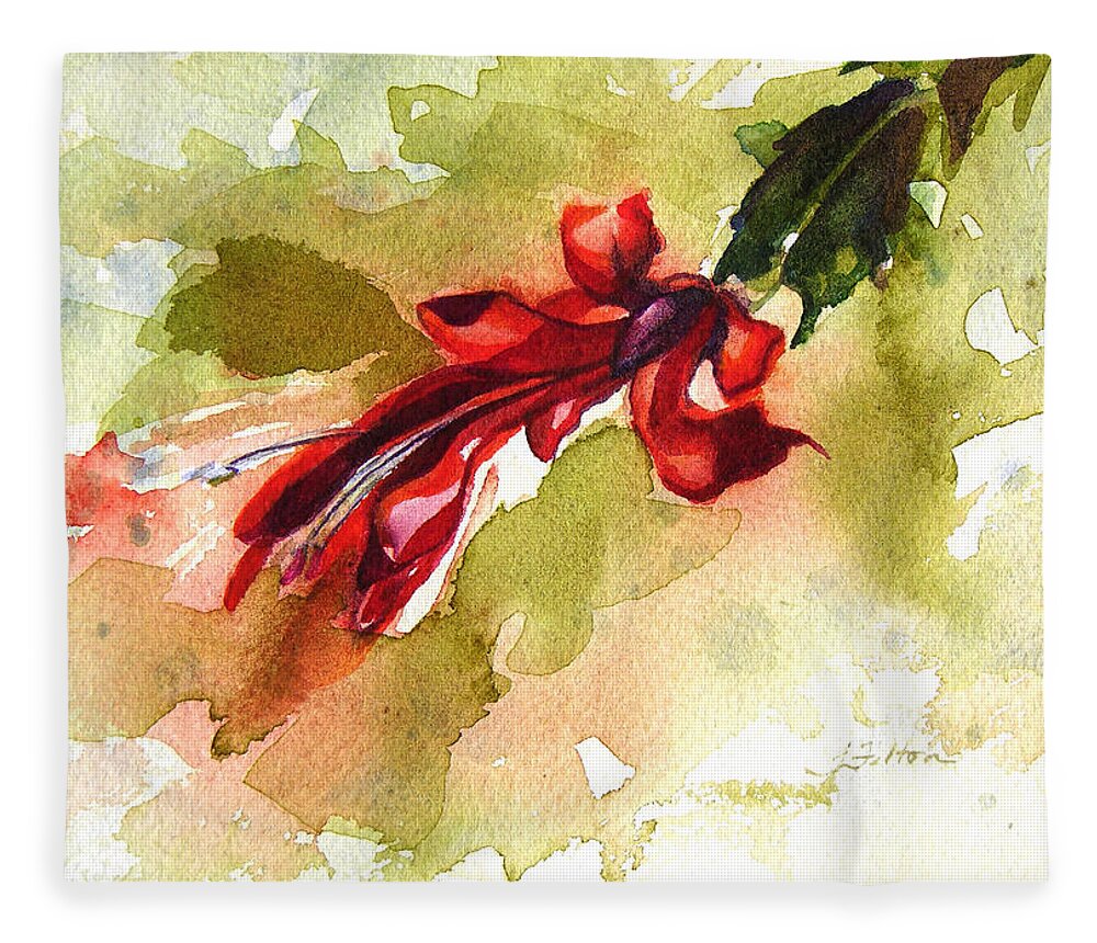 Christmas Fleece Blanket featuring the painting Christmas cactus 2014 by Julianne Felton