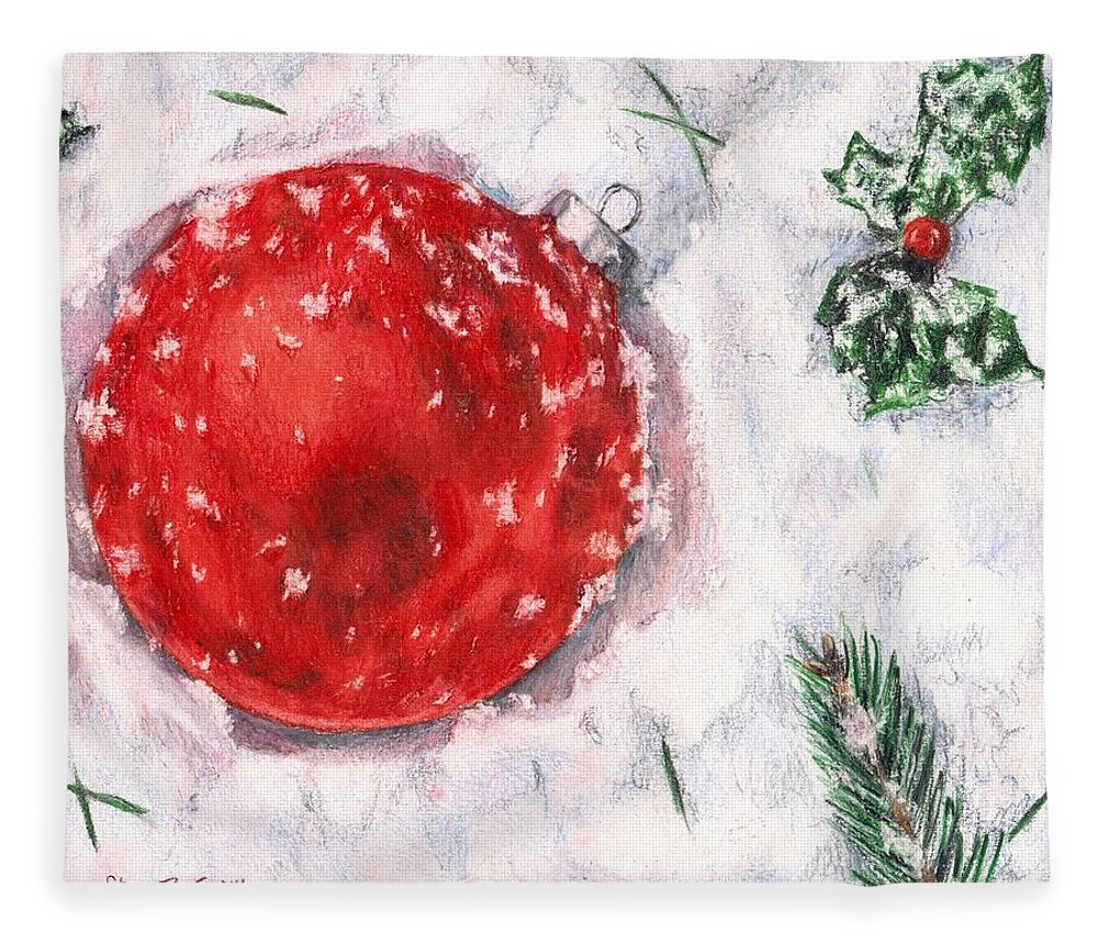 Christmas Fleece Blanket featuring the drawing Christmas in the Snow by Shana Rowe Jackson