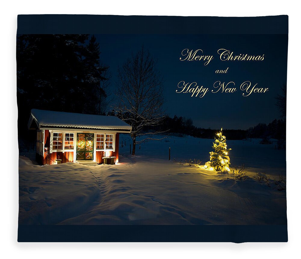 Merry Christmas And Happy New Year Fleece Blanket featuring the photograph Christmas night Merry Christmas and Happy New Year by Torbjorn Swenelius