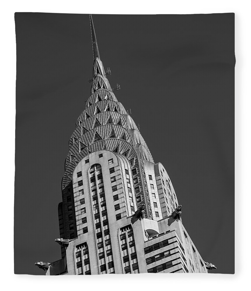 Chrysler Building Fleece Blanket featuring the photograph Chrysler Building BW by Susan Candelario