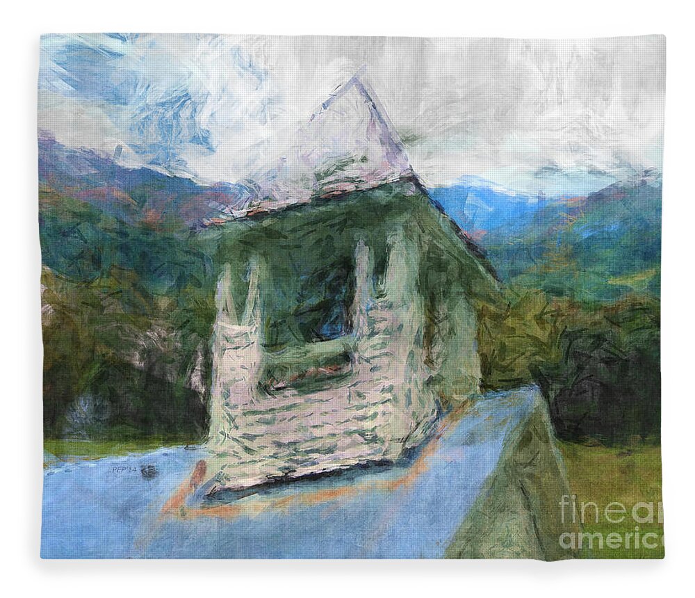 Church Fleece Blanket featuring the digital art Church In The Mountains by Phil Perkins