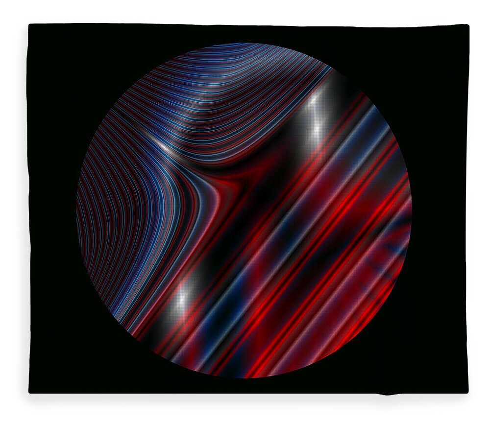 Abstract Fleece Blanket featuring the digital art Circle on Black 1 by Judi Suni Hall