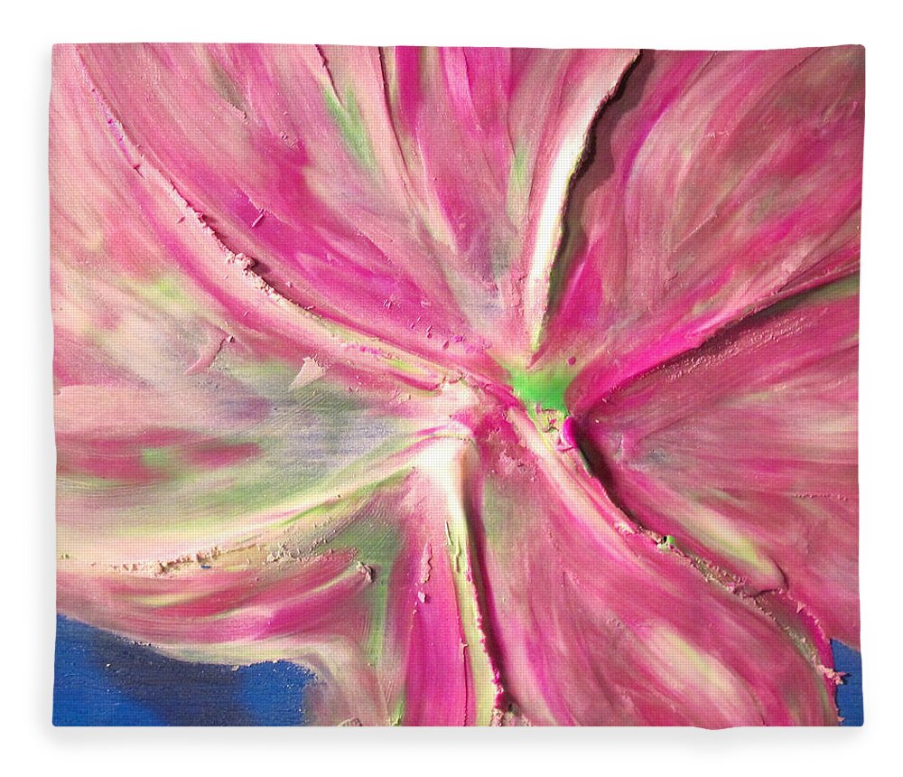 Flowers Fleece Blanket featuring the painting Clay Play 7 - silky petals by Steve Sommers