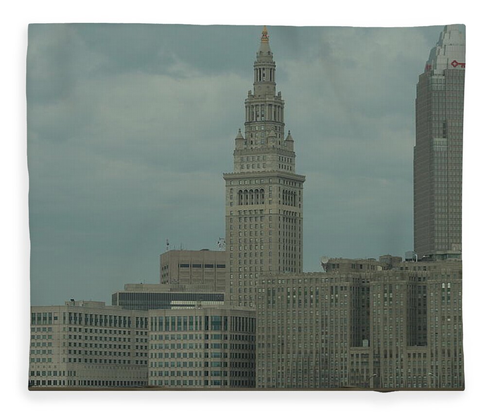 Cleveland Fleece Blanket featuring the photograph Cleveland Ohio Skyscrapers by Valerie Collins