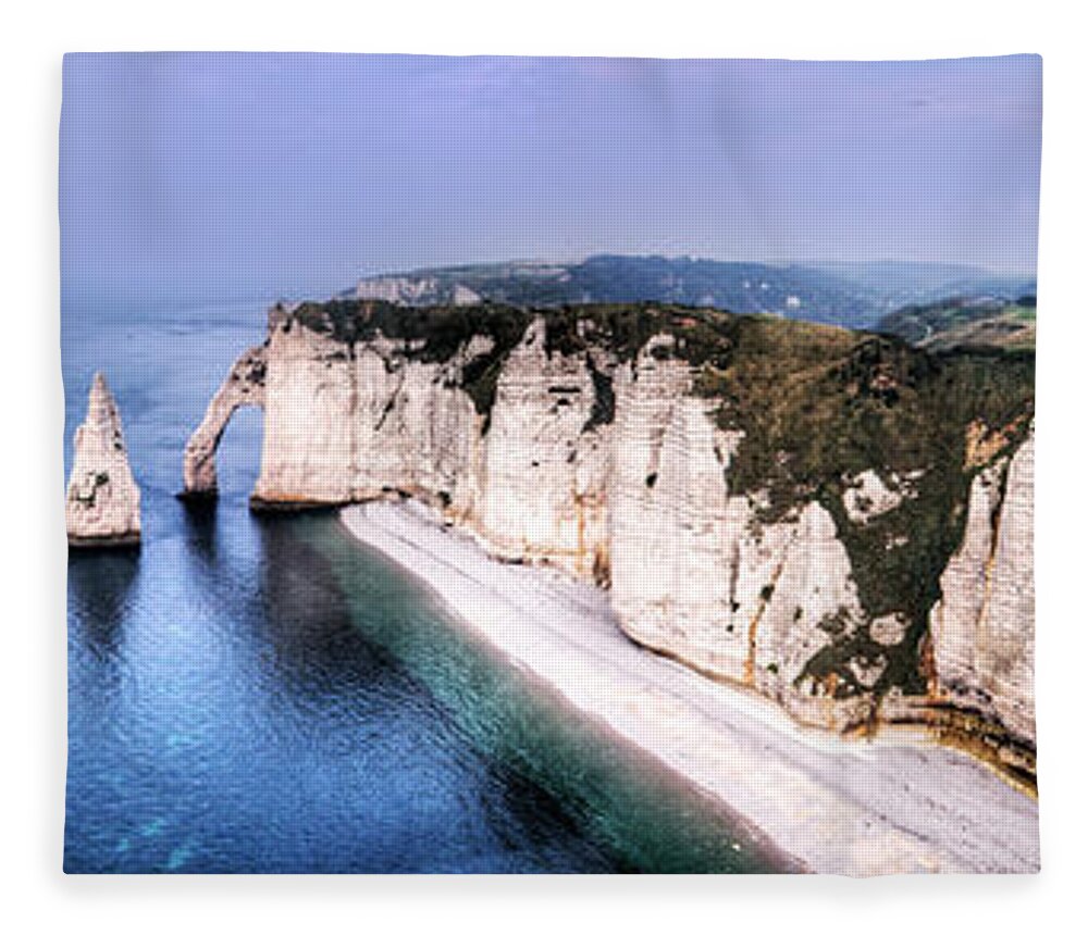 Cliff Fleece Blanket featuring the photograph Cliffs of Etretat 1 by Weston Westmoreland