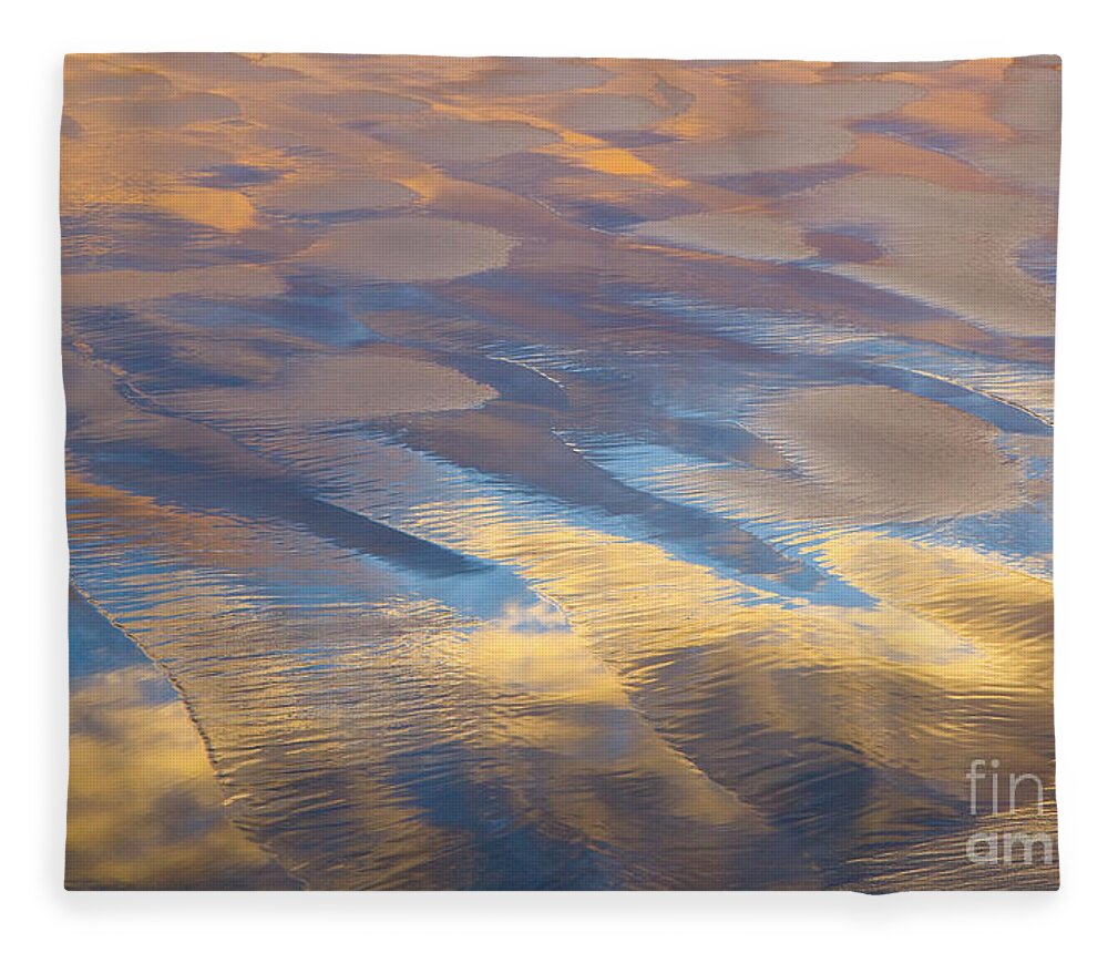 00345479 Fleece Blanket featuring the photograph Clouds Sky And Sand Ripples by Yva Momatiuk John Eastcott
