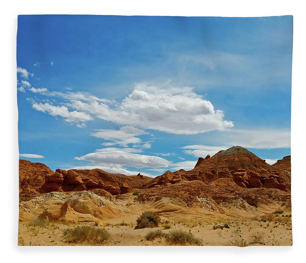 Scenics Fleece Blanket featuring the photograph Cloudscape Over Sandstone Hills by Jaylazarin