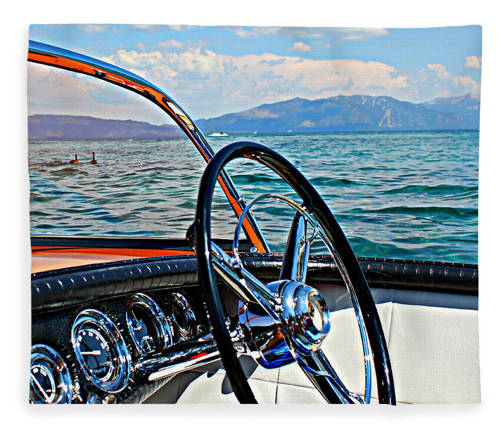 Wooden Boat Fleece Blanket featuring the photograph Cobra Cockpit by Steve Natale