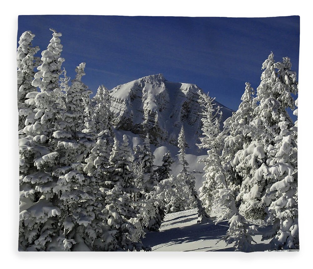 Cody Peak Fleece Blanket featuring the photograph Cody Peak After a Snow by Raymond Salani III