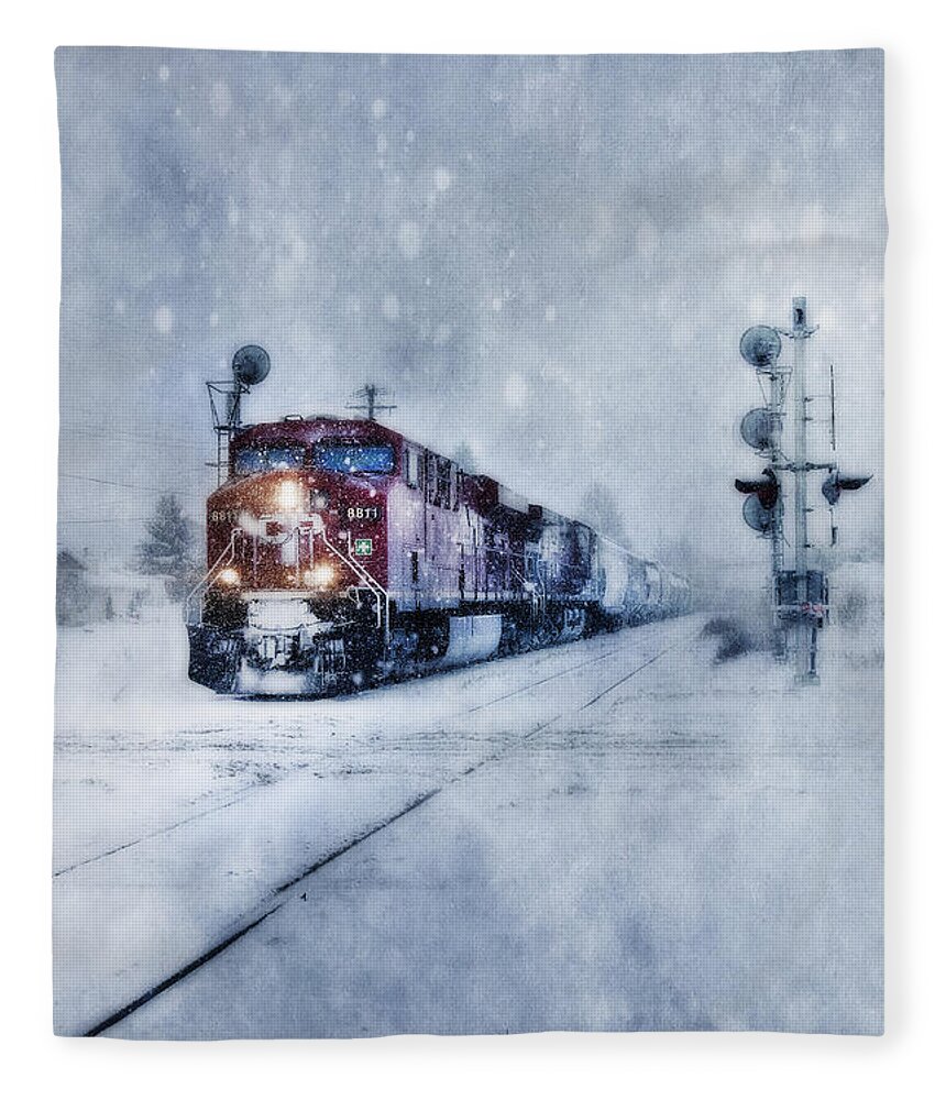 Train Fleece Blanket featuring the photograph Cold Nights On The Midnight Train Color by Theresa Tahara