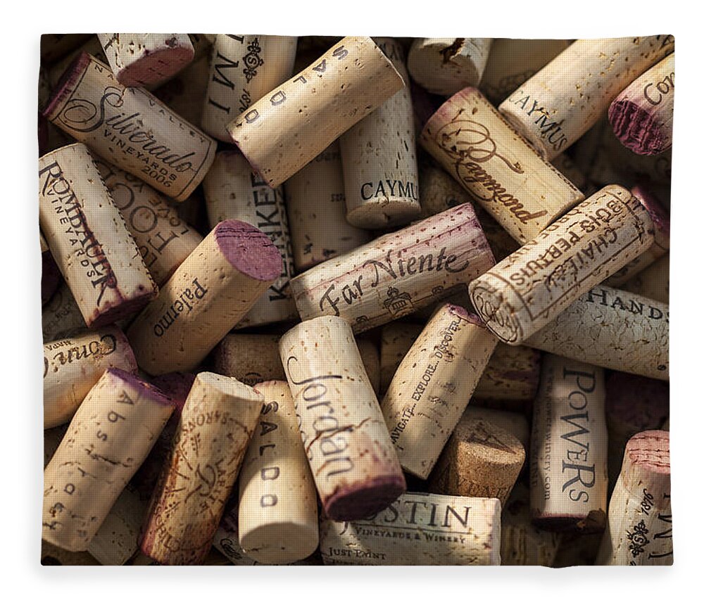 3scape Fleece Blanket featuring the photograph Collection of Fine Wine Corks by Adam Romanowicz