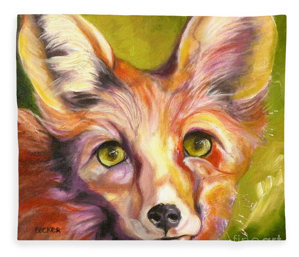 Oil Painting Fleece Blanket featuring the painting Colorado Fox by Susan A Becker