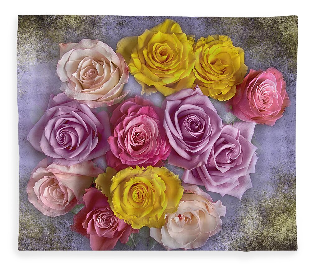 Bouquet Fleece Blanket featuring the photograph Colorful Bouquet Of Roses by James BO Insogna