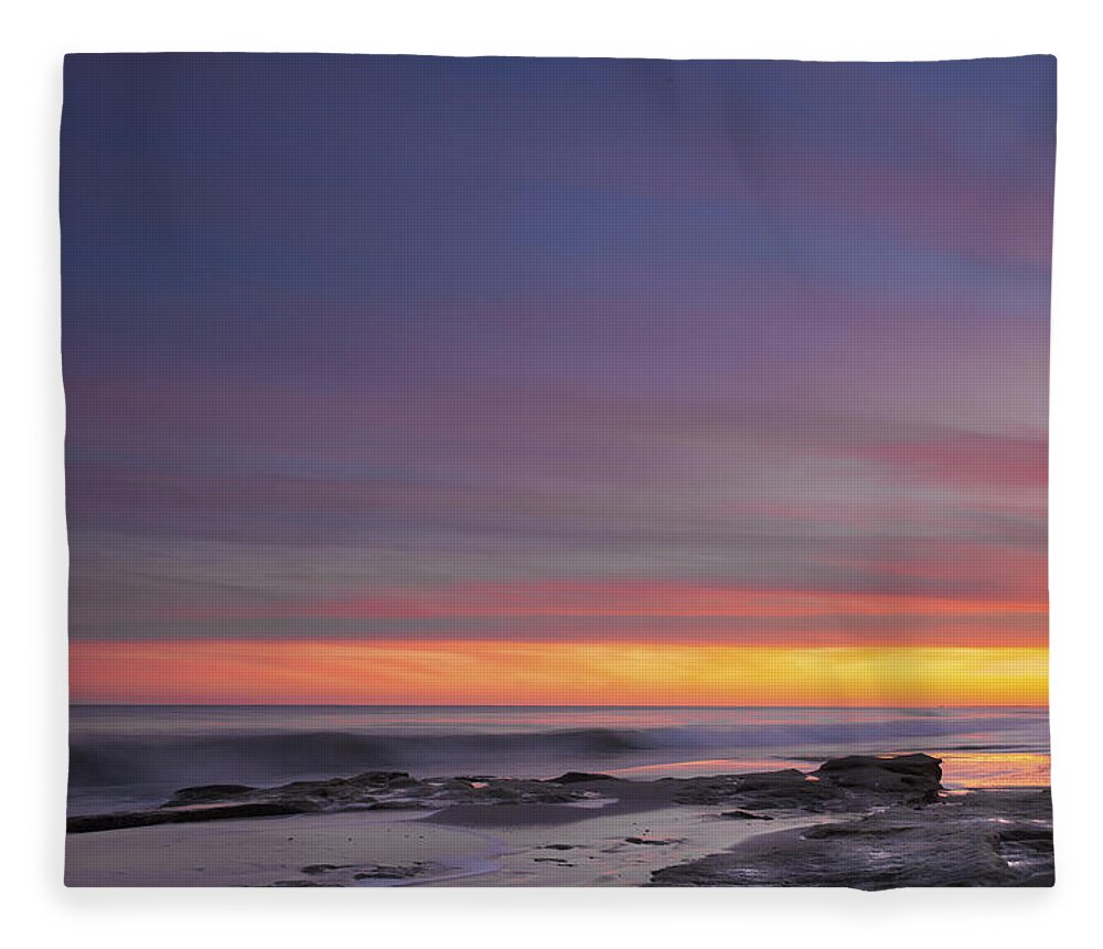 Ocean Fleece Blanket featuring the photograph Colorful Ocean Sunset At Twilight by Jo Ann Tomaselli