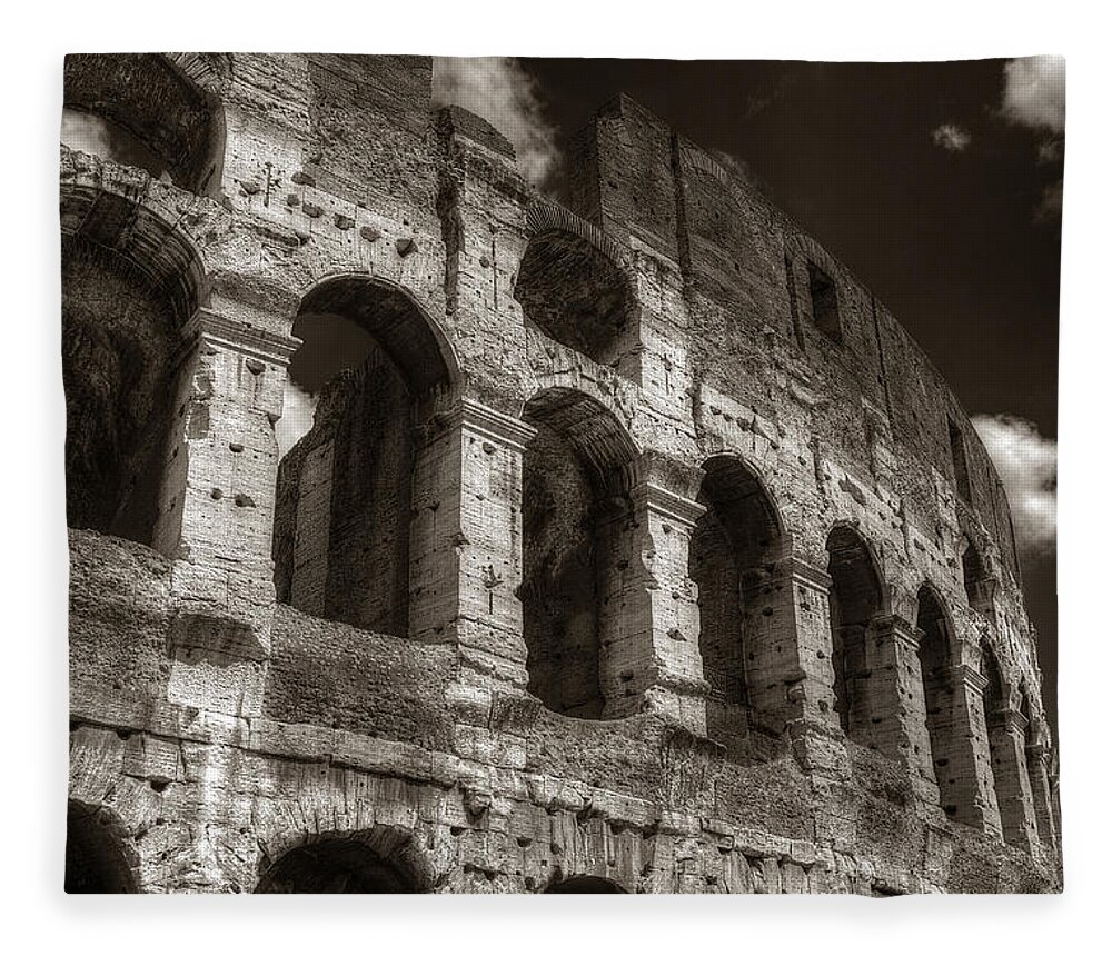 Rome Fleece Blanket featuring the photograph Colosseum Wall by Michael Kirk