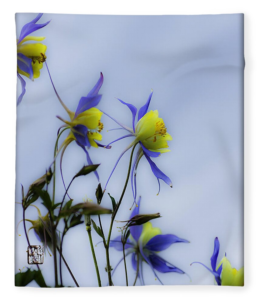 Columbine Flowers Fleece Blanket featuring the photograph Columbines by Peter V Quenter