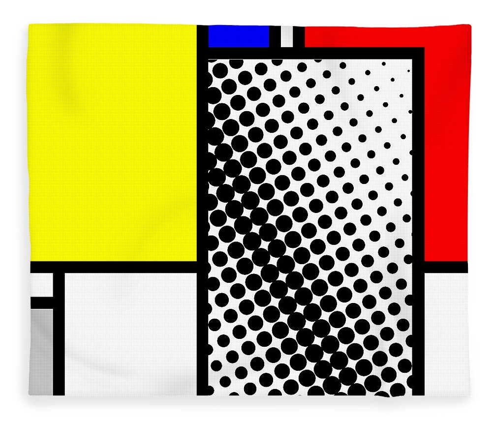 Mondrian Fleece Blanket featuring the mixed media Composition 116 by Dominic Piperata