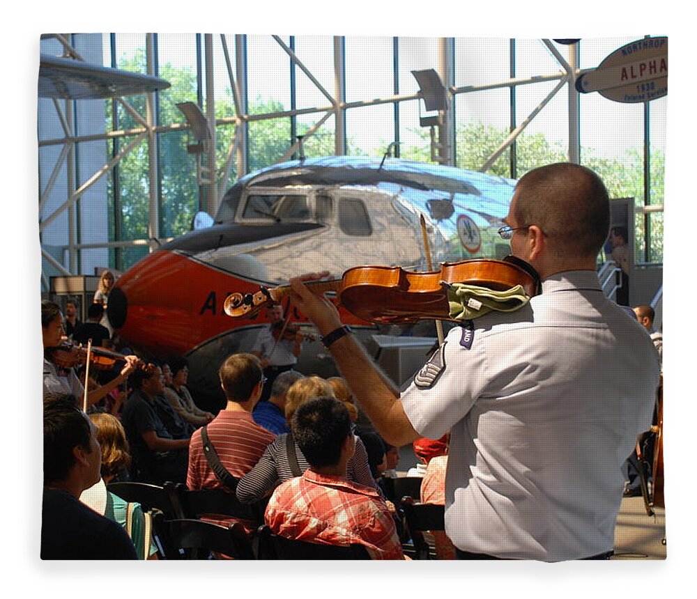 Air And Space Museum Fleece Blanket featuring the photograph Concert Under the Planes by Kenny Glover
